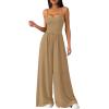 imagePRETTYGARDEN Summer Jumpsuits for Women Casual 2026 Wide Leg Date Night Rompers Sleeveless Beach Vacation One Piece OutfitsKhaki