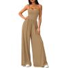 imagePRETTYGARDEN Summer Jumpsuits for Women Casual 2026 Wide Leg Date Night Rompers Sleeveless Beach Vacation One Piece OutfitsKhaki