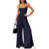 imagePRETTYGARDEN Summer Jumpsuits for Women Casual 2026 Wide Leg Date Night Rompers Sleeveless Beach Vacation One Piece OutfitsNavy Blue