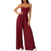 imagePRETTYGARDEN Summer Jumpsuits for Women Casual 2026 Wide Leg Date Night Rompers Sleeveless Beach Vacation One Piece OutfitsWine Red