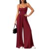 imagePRETTYGARDEN Summer Jumpsuits for Women Casual 2026 Wide Leg Date Night Rompers Sleeveless Beach Vacation One Piece OutfitsWine Red