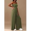 imagePRETTYGARDEN Womens Trendy Strapless Rompers 2026 Ruched Tube Top Wide Leg One Piece Jumpsuits Beach Vacation Summer OutfitsArmy Green
