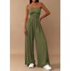 imagePRETTYGARDEN Womens Trendy Strapless Rompers 2026 Ruched Tube Top Wide Leg One Piece Jumpsuits Beach Vacation Summer OutfitsArmy Green