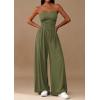 imagePRETTYGARDEN Womens Trendy Strapless Rompers 2026 Ruched Tube Top Wide Leg One Piece Jumpsuits Beach Vacation Summer OutfitsArmy Green