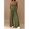 imagePRETTYGARDEN Womens Trendy Strapless Rompers 2026 Ruched Tube Top Wide Leg One Piece Jumpsuits Beach Vacation Summer OutfitsArmy Green