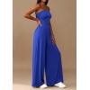 imagePRETTYGARDEN Womens Trendy Strapless Rompers 2026 Ruched Tube Top Wide Leg One Piece Jumpsuits Beach Vacation Summer OutfitsRoyal Blue