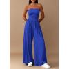 imagePRETTYGARDEN Womens Trendy Strapless Rompers 2026 Ruched Tube Top Wide Leg One Piece Jumpsuits Beach Vacation Summer OutfitsRoyal Blue