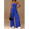 imagePRETTYGARDEN Womens Trendy Strapless Rompers 2026 Ruched Tube Top Wide Leg One Piece Jumpsuits Beach Vacation Summer OutfitsRoyal Blue