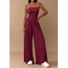 imagePRETTYGARDEN Womens Trendy Strapless Rompers 2026 Ruched Tube Top Wide Leg One Piece Jumpsuits Beach Vacation Summer OutfitsWine Red