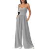 imagePRETTYGARDEN Summer Jumpsuits for Women Casual 2026 Wide Leg Date Night Rompers Sleeveless Beach Vacation One Piece OutfitsGrey