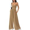 imagePRETTYGARDEN Summer Jumpsuits for Women Casual 2026 Wide Leg Date Night Rompers Sleeveless Beach Vacation One Piece OutfitsKhaki