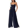 imagePRETTYGARDEN Summer Jumpsuits for Women Casual 2026 Wide Leg Date Night Rompers Sleeveless Beach Vacation One Piece OutfitsNavy Blue