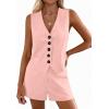 imagePRETTYGARDEN 2 Piece Sets for Women Spring Fashion 2026 Button Vest Tops High Waist Shorts Summer Business Casual OutfitsPink