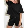imagePRETTYGARDEN Womens 2 Piece Lounge Sets Short Sleeve Shirts Casual Tops Shorts Matching Clothing 2026 Summer Airport OutfitsBlack