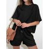 imagePRETTYGARDEN Womens 2 Piece Lounge Sets Short Sleeve Shirts Casual Tops Shorts Matching Clothing 2026 Summer Airport OutfitsBlack