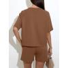 imagePRETTYGARDEN Womens 2 Piece Lounge Sets Short Sleeve Shirts Casual Tops Shorts Matching Clothing 2026 Summer Airport OutfitsBrown