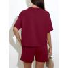 imagePRETTYGARDEN Womens 2 Piece Lounge Sets Short Sleeve Shirts Casual Tops Shorts Matching Clothing 2026 Summer Airport OutfitsBurgundy