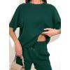 imagePRETTYGARDEN Womens 2 Piece Lounge Sets Short Sleeve Shirts Casual Tops Shorts Matching Clothing 2026 Summer Airport OutfitsDark Green