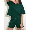 imagePRETTYGARDEN Womens 2 Piece Lounge Sets Short Sleeve Shirts Casual Tops Shorts Matching Clothing 2026 Summer Airport OutfitsDark Green