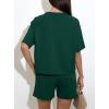 imagePRETTYGARDEN Womens 2 Piece Lounge Sets Short Sleeve Shirts Casual Tops Shorts Matching Clothing 2026 Summer Airport OutfitsDark Green