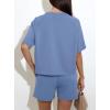 imagePRETTYGARDEN Womens 2 Piece Lounge Sets Short Sleeve Shirts Casual Tops Shorts Matching Clothing 2026 Summer Airport OutfitsDusty Blue