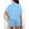 imagePRETTYGARDEN Womens 2 Piece Lounge Sets Short Sleeve Shirts Casual Tops Shorts Matching Clothing 2026 Summer Airport OutfitsLight Blue