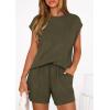 imagePRETTYGARDEN Womens 2 Piece Lounge Shorts Sets 2026 Summer Travel Outfits Casual Beach Vacation Clothes Spring SweatsuitsArmy Green