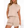 imagePRETTYGARDEN Womens 2 Piece Lounge Shorts Sets 2026 Summer Travel Outfits Casual Beach Vacation Clothes Spring SweatsuitsBeige