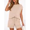 imagePRETTYGARDEN Womens 2 Piece Lounge Shorts Sets 2026 Summer Travel Outfits Casual Beach Vacation Clothes Spring SweatsuitsBeige