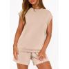 imagePRETTYGARDEN Womens 2 Piece Lounge Shorts Sets 2026 Summer Travel Outfits Casual Beach Vacation Clothes Spring SweatsuitsBeige