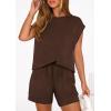 imagePRETTYGARDEN Womens 2 Piece Lounge Shorts Sets 2026 Summer Travel Outfits Casual Beach Vacation Clothes Spring SweatsuitsBrown