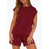 imagePRETTYGARDEN Womens 2 Piece Lounge Shorts Sets 2026 Summer Travel Outfits Casual Beach Vacation Clothes Spring SweatsuitsBurgundy