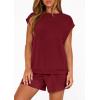 imagePRETTYGARDEN Womens 2 Piece Lounge Shorts Sets 2026 Summer Travel Outfits Casual Beach Vacation Clothes Spring SweatsuitsBurgundy