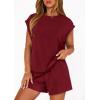 imagePRETTYGARDEN Womens 2 Piece Lounge Shorts Sets 2026 Summer Travel Outfits Casual Beach Vacation Clothes Spring SweatsuitsBurgundy