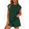 imagePRETTYGARDEN Womens 2 Piece Lounge Shorts Sets 2026 Summer Travel Outfits Casual Beach Vacation Clothes Spring SweatsuitsDark Green
