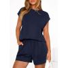 imagePRETTYGARDEN Womens 2 Piece Lounge Shorts Sets 2026 Summer Travel Outfits Casual Beach Vacation Clothes Spring SweatsuitsNavy Blue