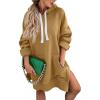 imagePRETTYGARDEN Sweatshirt for Women 2025 Fall Oversized Pullover Long Sleeve Casual Hoodie Dress Kangaroo Pocket Winter ClothesLight Khaki