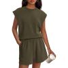 imagePRETTYGARDEN Womens 2 Piece Lounge Shorts Sets 2026 Summer Travel Outfits Casual Beach Vacation Clothes Spring SweatsuitsArmy Green