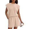 imagePRETTYGARDEN Womens 2 Piece Lounge Shorts Sets 2026 Summer Travel Outfits Casual Beach Vacation Clothes Spring SweatsuitsBeige