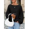 imagePRETTYGARDEN Fall Sweaters for Women 2025 Oversized Boat Neck Pullover Long Sleeve Knit Tops Cozy Winter Fashion ClothingBlack