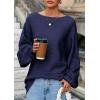imagePRETTYGARDEN Fall Sweaters for Women 2025 Oversized Boat Neck Pullover Long Sleeve Knit Tops Cozy Winter Fashion ClothingNavy Blue