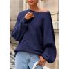 imagePRETTYGARDEN Fall Sweaters for Women 2025 Oversized Boat Neck Pullover Long Sleeve Knit Tops Cozy Winter Fashion ClothingNavy Blue