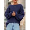 imagePRETTYGARDEN Fall Sweaters for Women 2025 Oversized Boat Neck Pullover Long Sleeve Knit Tops Cozy Winter Fashion ClothingNavy Blue