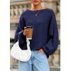 imagePRETTYGARDEN Fall Sweaters for Women 2025 Oversized Boat Neck Pullover Long Sleeve Knit Tops Cozy Winter Fashion ClothingNavy Blue