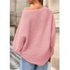 imagePRETTYGARDEN Fall Sweaters for Women 2025 Oversized Boat Neck Pullover Long Sleeve Knit Tops Cozy Winter Fashion ClothingPink
