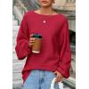 imagePRETTYGARDEN Fall Sweaters for Women 2025 Oversized Boat Neck Pullover Long Sleeve Knit Tops Cozy Winter Fashion ClothingRed