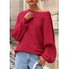 imagePRETTYGARDEN Fall Sweaters for Women 2025 Oversized Boat Neck Pullover Long Sleeve Knit Tops Cozy Winter Fashion ClothingRed