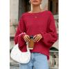 imagePRETTYGARDEN Fall Sweaters for Women 2025 Oversized Boat Neck Pullover Long Sleeve Knit Tops Cozy Winter Fashion ClothingRed