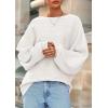 imagePRETTYGARDEN Fall Sweaters for Women 2025 Oversized Boat Neck Pullover Long Sleeve Knit Tops Cozy Winter Fashion ClothingWhite
