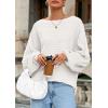 imagePRETTYGARDEN Fall Sweaters for Women 2025 Oversized Boat Neck Pullover Long Sleeve Knit Tops Cozy Winter Fashion ClothingWhite